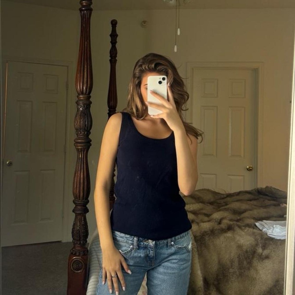 vintage navy blue knit tank top